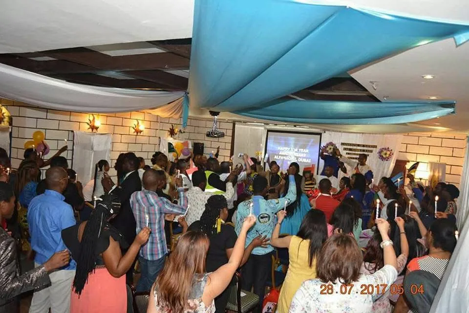The congregation gathered in worship