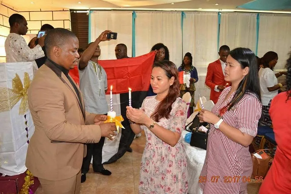 The congregation singing together